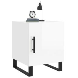 Berkfield Home Bedside Cabinet High Gloss White 40x40x50 cm Engineered Wood - Size: 40 x 40 x 50 cm - thumbnail 4