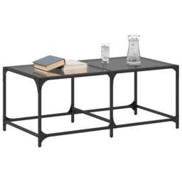 Berkfield Home Coffee Table with Black Glass Top 98.5x50x40 cm Steel - thumbnail 3