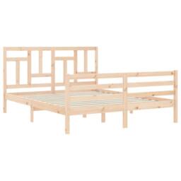 Berkfield Home Bed Frame with Headboard 160x200 cm Solid Wood in Natural - thumbnail 5