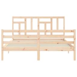 Berkfield Home Bed Frame with Headboard 160x200 cm Solid Wood in Natural - thumbnail 6