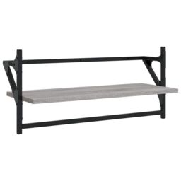 Berkfield Home 4 Piece Wall Shelf Set with Bars Grey Sonoma Engineered Wood - thumbnail 5