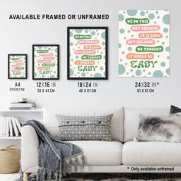 Artery8 We Do This Not Because Its Easy Colourful Funny Framed Wall Art Print - Size: A4 - thumbnail 3