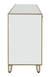 Orsina Mirrored Glass Cabinet with Crystal-Style Knobs, Art Deco Antique Finish Storage Cabinet with Drawers in Silver - thumbnail 5