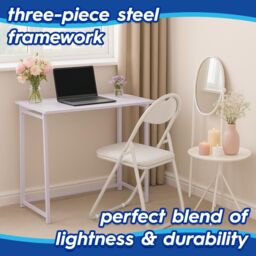 Harbour Housewares Wooden Folding Desk - PC Laptop Computer Workstation Foldable Desk in Lilac - thumbnail 2