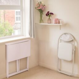 Harbour Housewares Wooden Folding Desk - PC Laptop Computer Workstation Foldable Desk in Lilac - thumbnail 5
