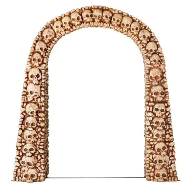 Samuel Alexander Home Accents 7.5ft Tall Skull & Bones Halloween Entrance Archway Decoration in Brown - image 1