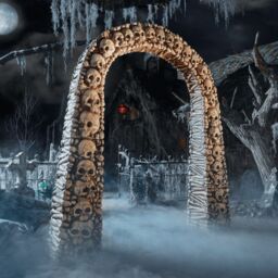 Samuel Alexander Home Accents 7.5ft Tall Skull & Bones Halloween Entrance Archway Decoration in Brown - thumbnail 3
