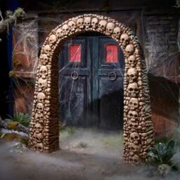 Samuel Alexander Home Accents 7.5ft Tall Skull & Bones Halloween Entrance Archway Decoration in Brown - thumbnail 2