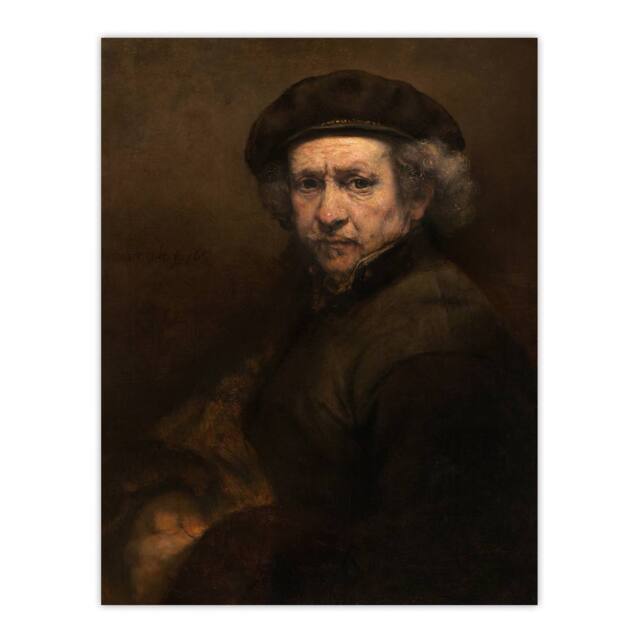 "Artery8 Self Portrait Artists Ageing Rembrandt Wall Art Poster Print in Brown - Size: W18"" x H24""" - image 1