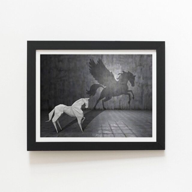 "Warren Reed - Designer Hidden Potential - Pegasus Framed Art Print in Black - Size: W20"" x H30""" - image 1
