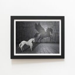 "Warren Reed - Designer Hidden Potential - Pegasus Framed Art Print in Black - Size: W20"" x H30""" - thumbnail 2