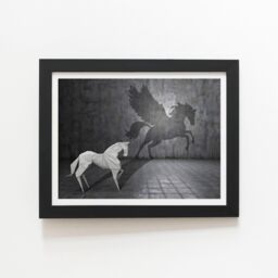 "Warren Reed - Designer Hidden Potential - Pegasus Framed Art Print in Black - Size: W20"" x H30""" - thumbnail 1