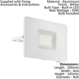 Loops 2 PACK IP65 Outdoor Wall Flood Light White Adjustable 50W LED Porch Lamp - thumbnail 2