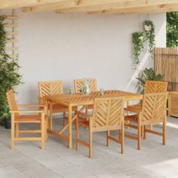 Berkfield Home 6 Piece Garden Dining Set Solid Wood Acacia in Brown - thumbnail 4