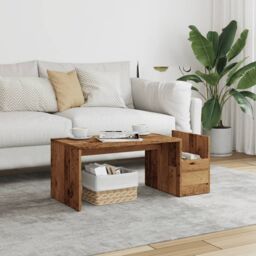 Berkfield Home Coffee Table Old Wood 90x45x35 cm Engineered Wood in Brown - Size: 90 x 45 x 35 cm - thumbnail 1