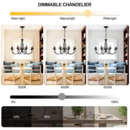 NIVOR 8 Lights Rustic Chandelier Adjustable Candle Vintage Pendant Light in Black - thumbnail 4