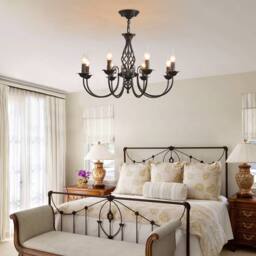 NIVOR 8 Lights Rustic Chandelier Adjustable Candle Vintage Pendant Light in Black - thumbnail 7