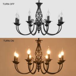 NIVOR 8 Lights Rustic Chandelier Adjustable Candle Vintage Pendant Light in Black - thumbnail 3