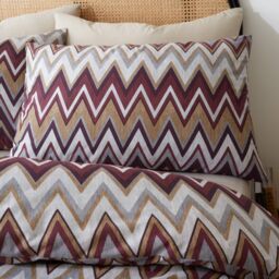 Portfolio Home Tyler Zig Zag Bedding Duvet Cover Quilt Set with Pillowcase in Purple - Size: Super King - thumbnail 2