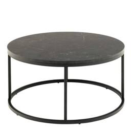 Wyld Haus Odense Round Black Marble Effect Coffee Table Matte Black Metal Legs - thumbnail 4