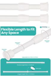 Neel Blue 2pcs White Extendable Curtain Poles - 60cm-110cm - thumbnail 2