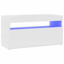 Berkfield Home TV Cabinet with LED Lights White 75x35x40 cm - Size: 75 x 35 x 40 cm - thumbnail 7
