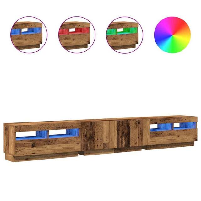 Berkfield Home TV Cabinet with LED Lights Old Wood 260x35x40 cm Engineered Wood in Brown - Size: 260 x 35 x 40 cm - image 1