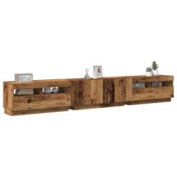 Berkfield Home TV Cabinet with LED Lights Old Wood 260x35x40 cm Engineered Wood in Brown - Size: 260 x 35 x 40 cm - thumbnail 2
