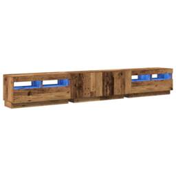 Berkfield Home TV Cabinet with LED Lights Old Wood 260x35x40 cm Engineered Wood in Brown - Size: 260 x 35 x 40 cm - thumbnail 3