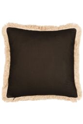 Paoletti Colonial Palm Tropical Fringed Cushion in Black - Size: 45 cm x 45 cm - thumbnail 2