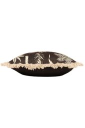 Paoletti Colonial Palm Tropical Fringed Cushion in Black - Size: 45 cm x 45 cm - thumbnail 3