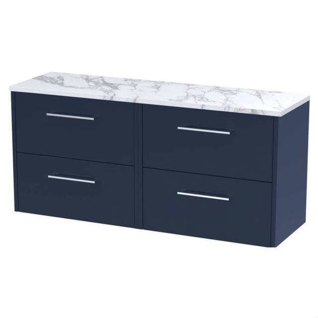 Balterley Winshill 4 Drawer Wall Hung Vanity Unit, Dark Blue, 1200mm in Blue - image 1