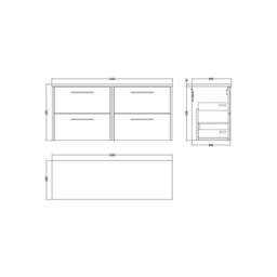 Balterley Winshill 4 Drawer Wall Hung Vanity Unit, Dark Blue, 1200mm in Blue - thumbnail 2
