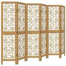 Berkfield Home Room Divider 6 Panels Brown Solid Wood Paulownia - thumbnail 3