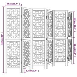 Berkfield Home Room Divider 6 Panels Brown Solid Wood Paulownia - thumbnail 8