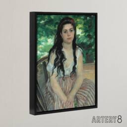 "Artery8 In the Summer Portrait Renoir Black Framed Canvas Wall Art - Size: W12"" x H16""" - thumbnail 2