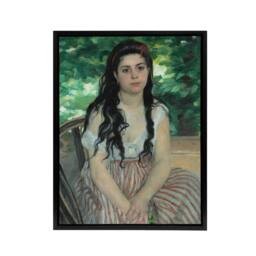 "Artery8 In the Summer Portrait Renoir Black Framed Canvas Wall Art - Size: W12"" x H16""" - thumbnail 1