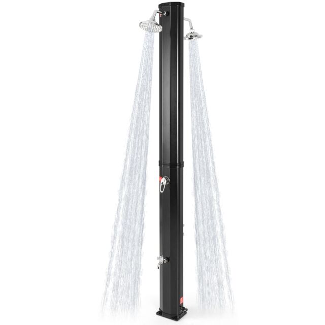 Gymax 217 cm Solar Heated Shower Outdoor Shower with Dual Swivel Shower Heads in Black - image 1