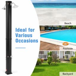 Gymax 217 cm Solar Heated Shower Outdoor Shower with Dual Swivel Shower Heads in Black - thumbnail 2