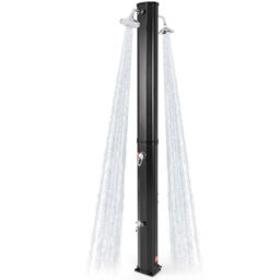 Gymax 217 cm Solar Heated Shower Outdoor Shower with Dual Swivel Shower Heads in Black - thumbnail 1