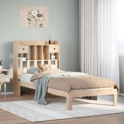 Berkfield Home Bookcase Bed without Mattress 90x200cm Solid Wood Pine in Light Tan - Size: 90x200 cm - thumbnail 2