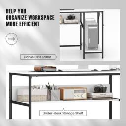 Costway 140 x 60 CM Computer Desk w/ Charging Station & 4 Power Outlets in White - thumbnail 8
