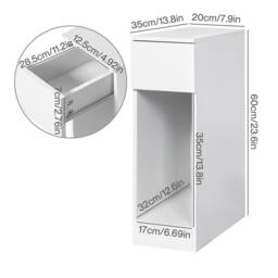 Levede Bedside Table Cabinet Narrow Slim Side Cabinet Drawer Open Shelf in White - thumbnail 4