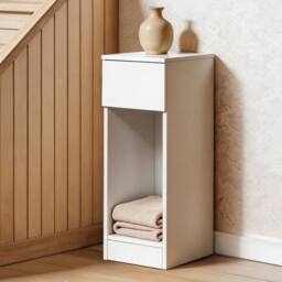 Levede Bedside Table Cabinet Narrow Slim Side Cabinet Drawer Open Shelf in White - thumbnail 3