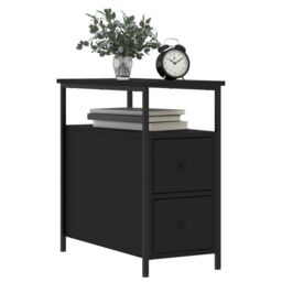 Berkfield Home Bedside Cabinet Black 30x60x60 cm Engineered Wood - Size: 30 x 60 x 60 cm - thumbnail 3