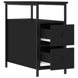 Berkfield Home Bedside Cabinet Black 30x60x60 cm Engineered Wood - Size: 30 x 60 x 60 cm - thumbnail 6