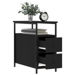Berkfield Home Bedside Cabinet Black 30x60x60 cm Engineered Wood - Size: 30 x 60 x 60 cm - thumbnail 4
