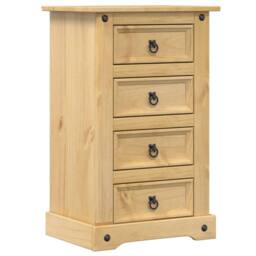 Berkfield Home Bedside Cabinet Corona 53x39x84 cm Solid Wood Pine in Brown - Size: 53 x 39 x 84 cm - thumbnail 1