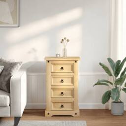 Berkfield Home Bedside Cabinet Corona 53x39x84 cm Solid Wood Pine in Brown - Size: 53 x 39 x 84 cm - thumbnail 3