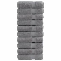 Berkfield Home Premium Shower Towels SOLUND 10pcs Grey 70x140cm 600gsm - thumbnail 2